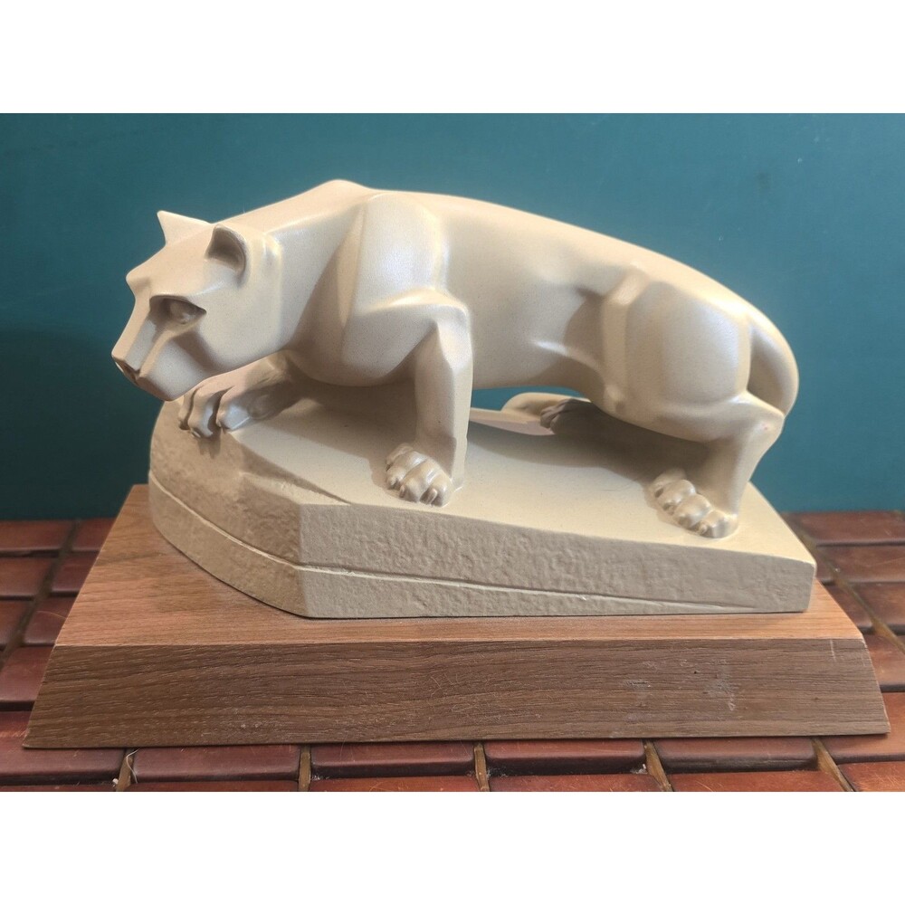 Penn State Nittany Lion Shrine Statue on Oak Wood Base  10.5"x5.5"x5"
